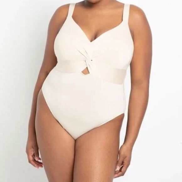 Eloquii Cream Twist Neckline Bodysuit 26/28 - Picture 1 of 9